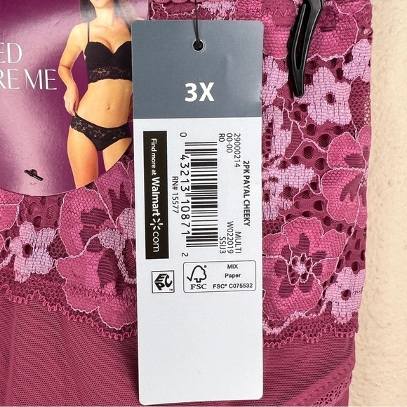 NEW 3X ADORE ME PAYAL CHEEKY PANTY SET OF 2 BLACK PINK PLUS LINGERIE NWT - Picture 3 of 7